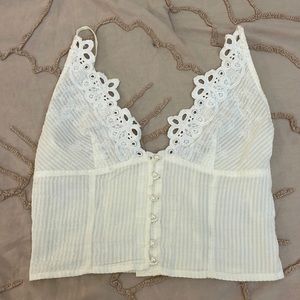 Free People Lace Button Up Tank